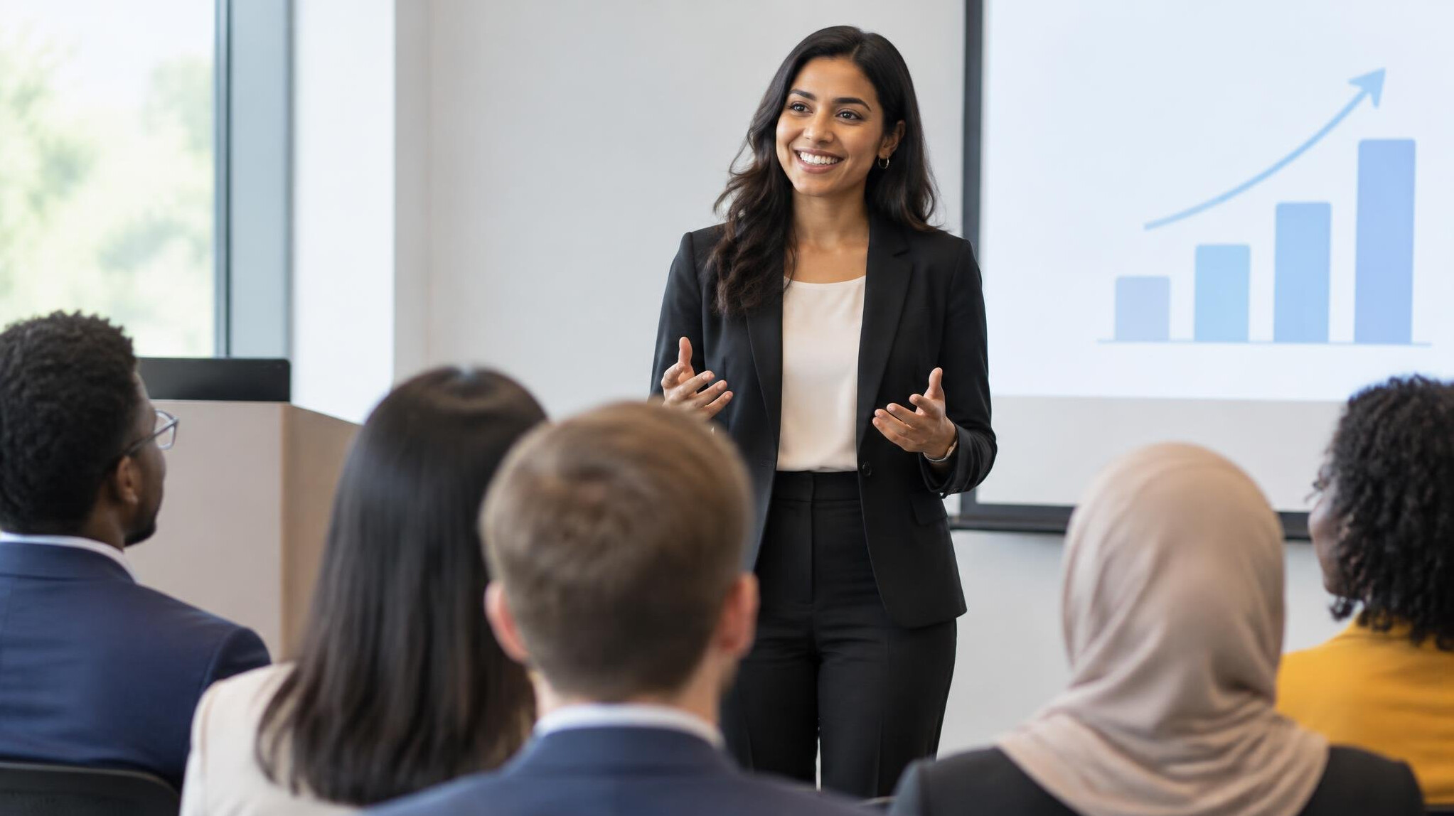 confident woman speaking