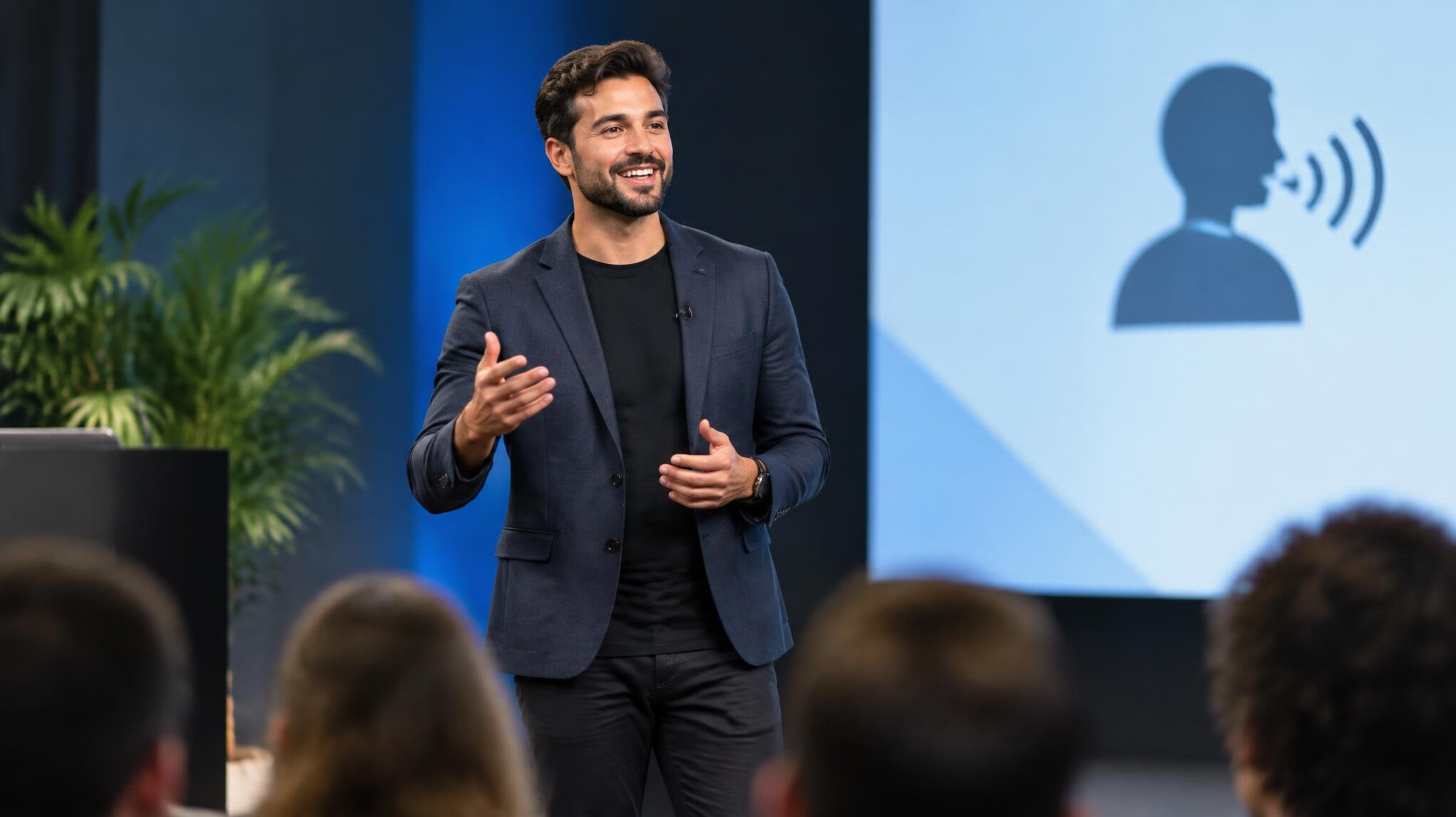 charismatic speaker on stage
