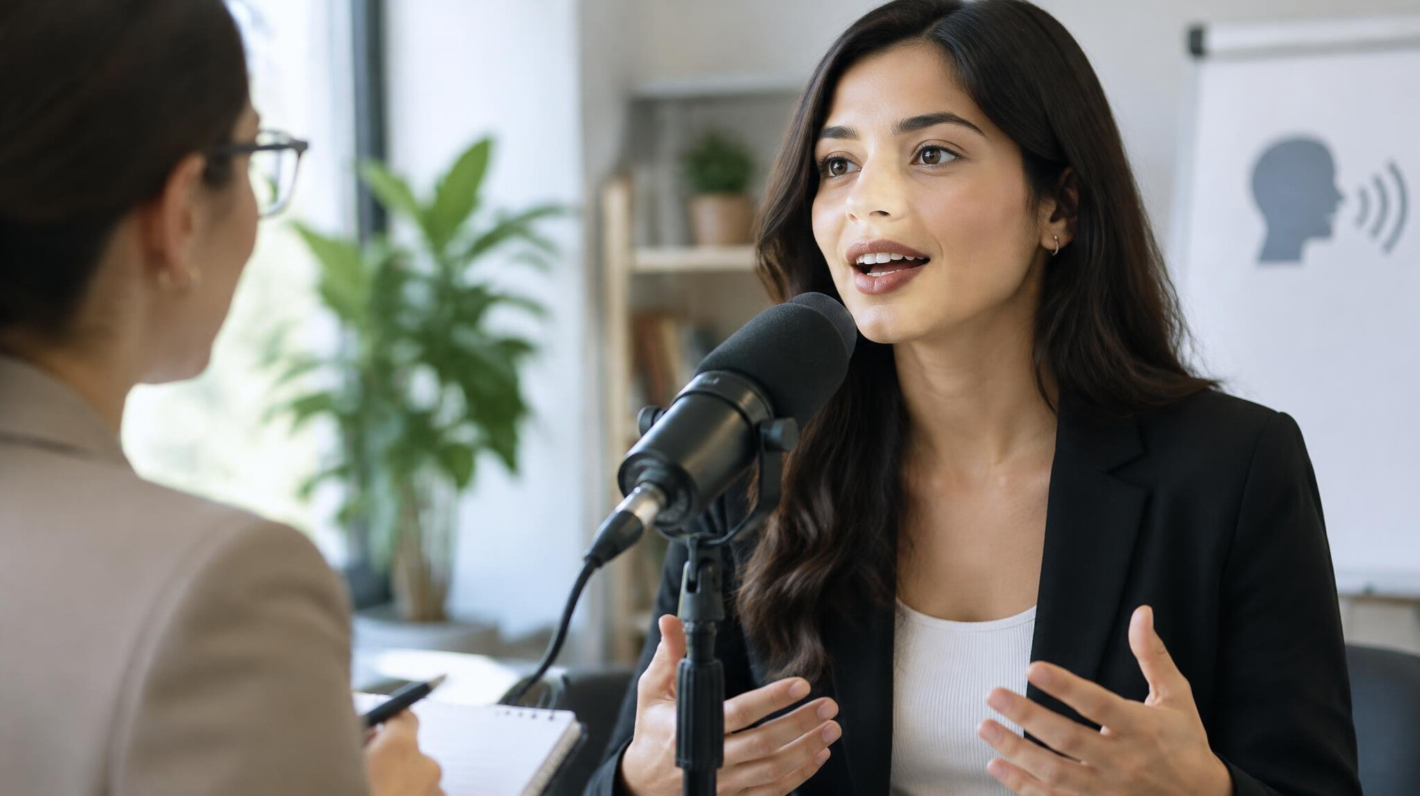woman in voice coaching session