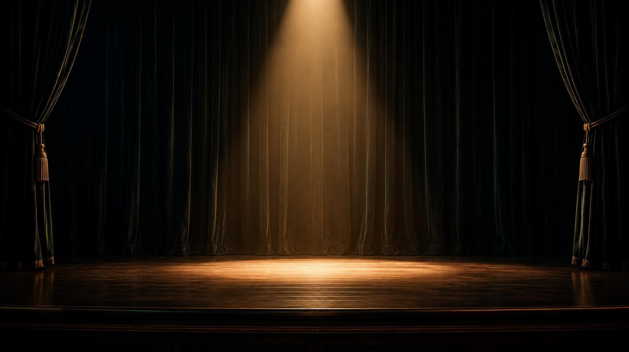 Empty elegant stage with warm spotlight before a performance